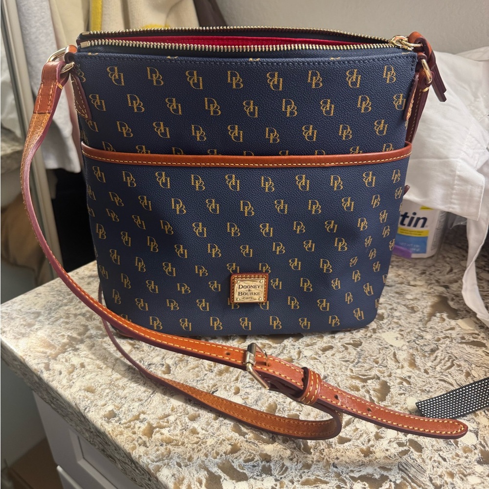 Dooney & Bourke Blue and Tan Crossbody Bag